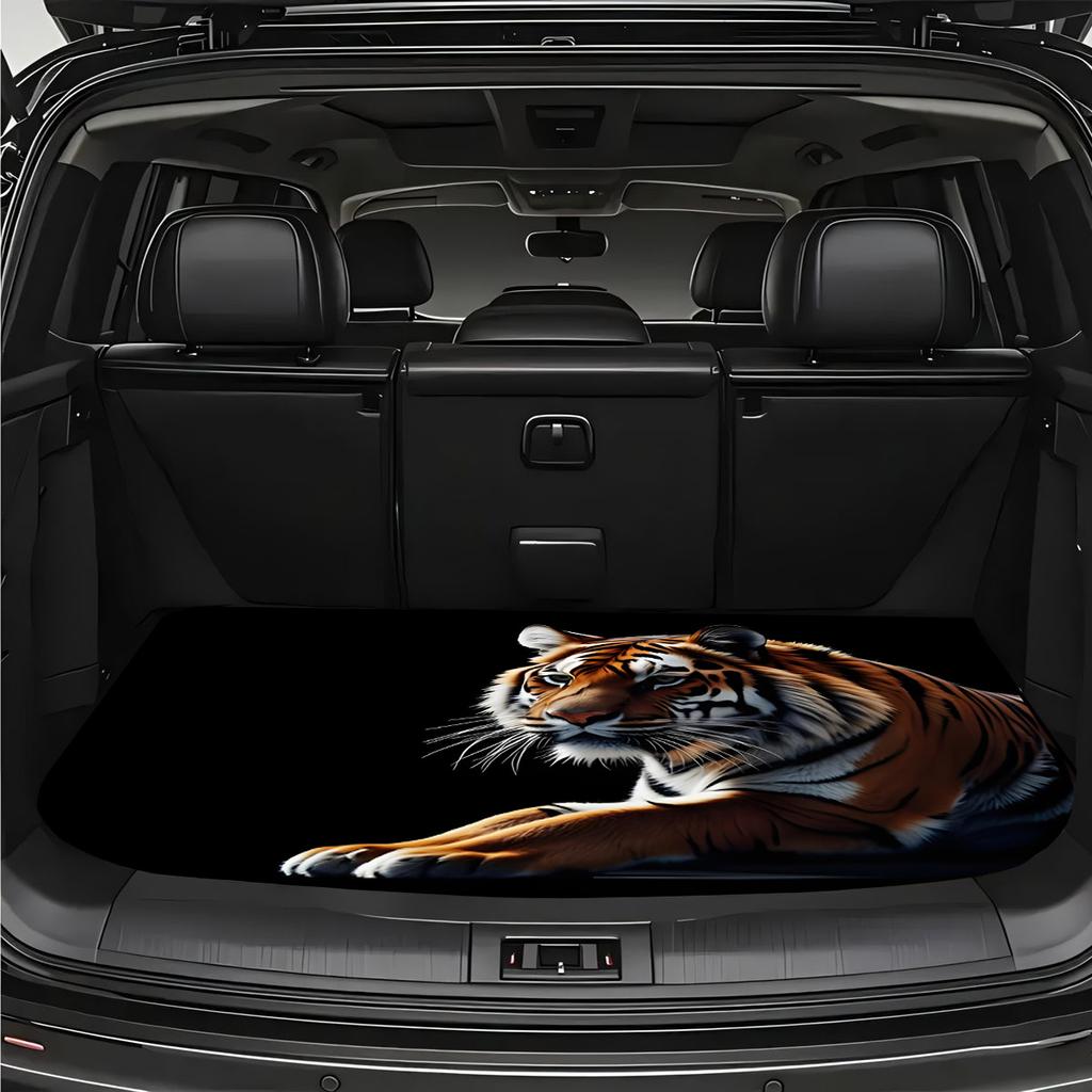 1Pcs Lying Tiger Pattern Car Trunk Mat with Anti Slip Cargo Liner Waterproof Rear Storage Protector Floor Mat for SUV Sedan Vehi