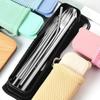 Portable Silverware Set With Case Stainless Steel Design Durable Mirror Polished Smooth Easy To Carry For Outdoor Camping Picnic Include Utensils