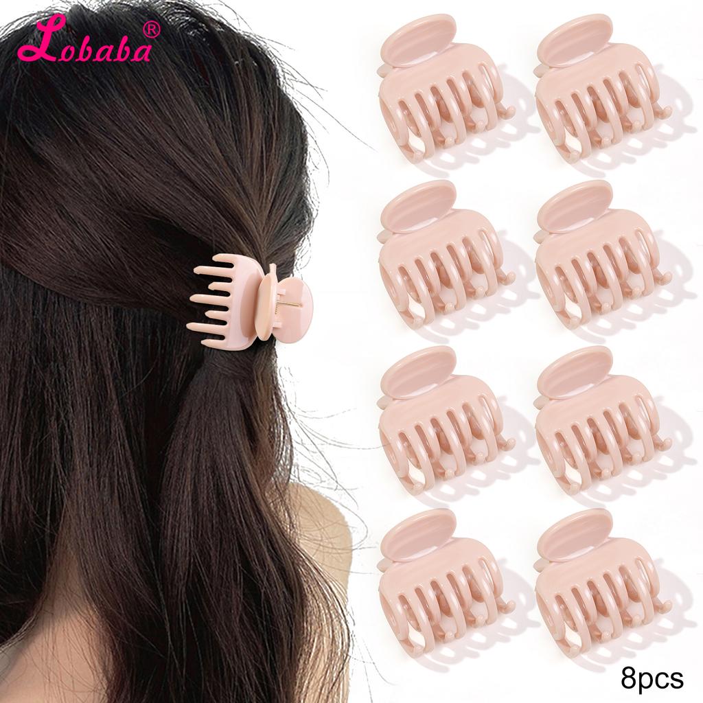 8 Pcs 1.6 In Small Double Row Teeth Hair Claw Clips for Women Girls,Strong Hold Jaw Clips for Thin Hair