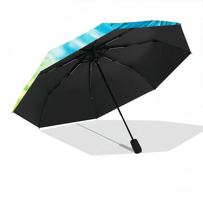 1 Stück Tropischer Strand Automatisches Öffnen/Schließen Faltbarer Regenschirm, Kompakter Tragbarer Reise-Regenschirm, Niedlicher Regenschirm, Langlebige Konstruktion yy260328016