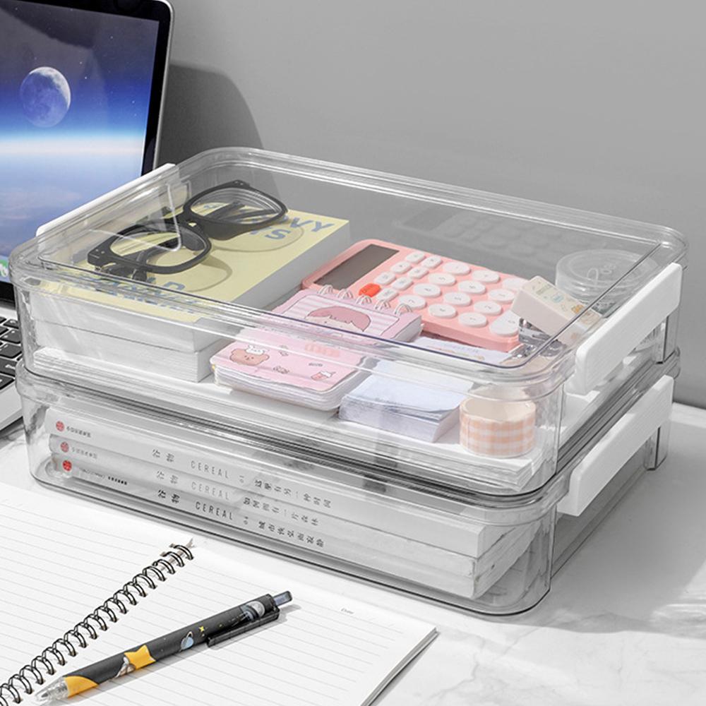 Acrylic Transparent Desktop Paper Storage Box A4 File Document Exam Paper Organizer Household Dust Proof Card Holder Case