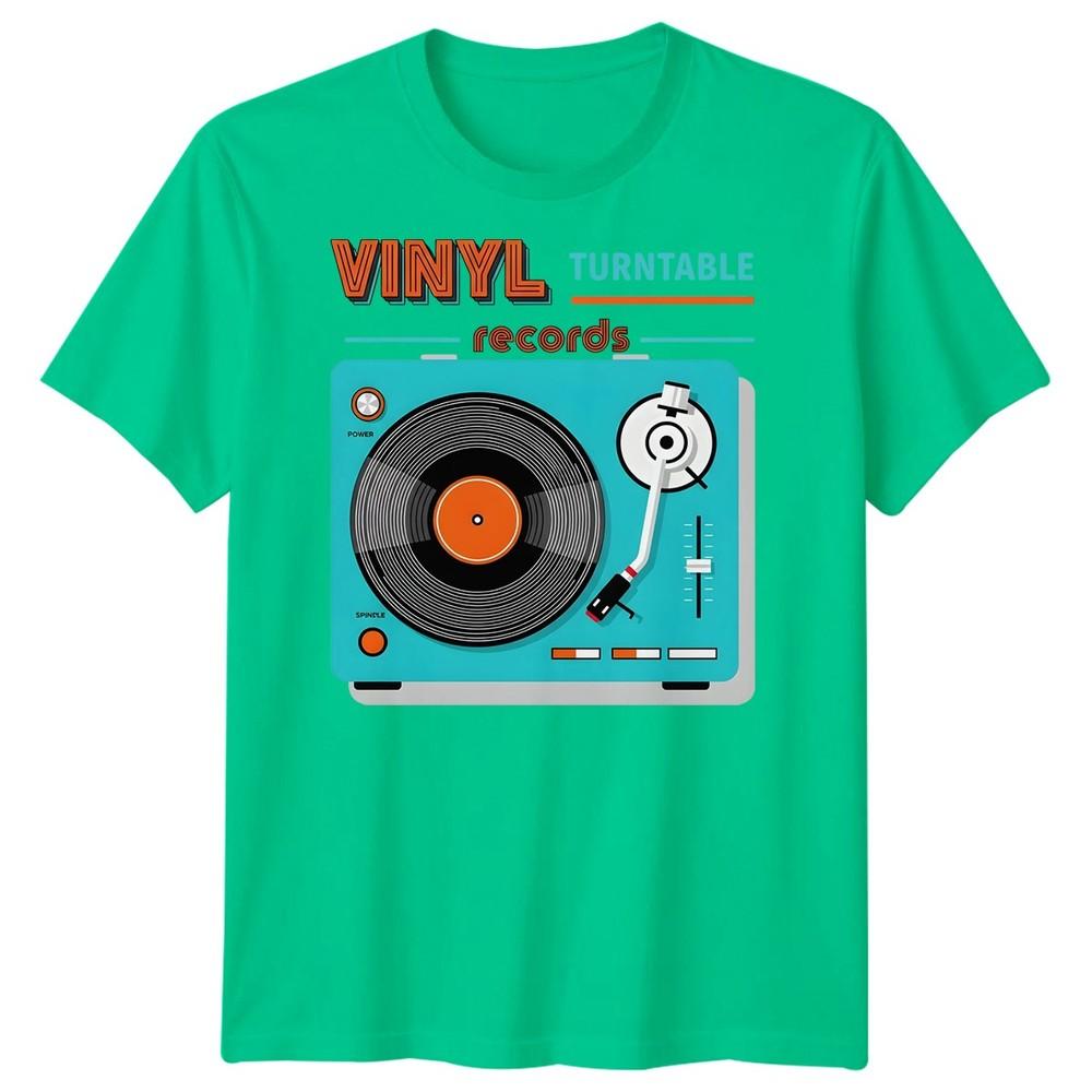 Vinyl Turntable Records Music Mens TShirt Retro Audio Player L