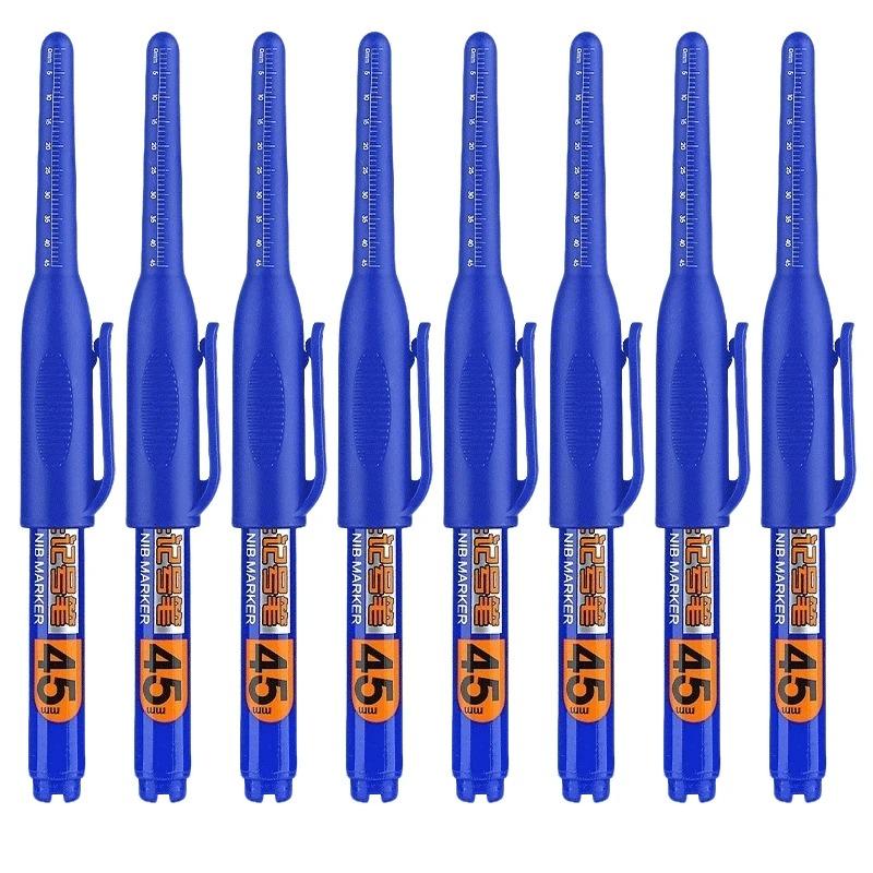 45mm Waterproof Deep Hole Marker Pens Long Nib Head Carpenter Pen Black/Blue/white Ink for Multi-Purpose Woodworking Hand Tools