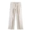 European and American Style, New Women's Clothing, Foreign Style, Striped Fluffy Sleeve Shirt, Striped Pleated Pants.