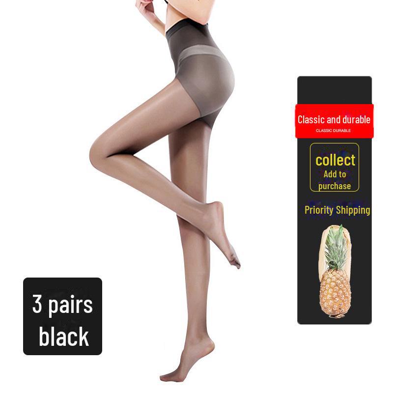 Women's Ultra-Thin Pineapple Silk Stockings - Anti-Snag 0D Black, Ideal for Spring and Summer.