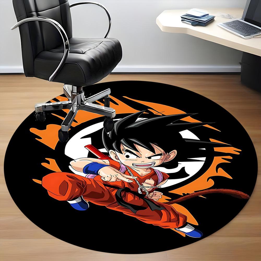 1pc Goku Saiyan Office Round Area Rug, Indoor Mat Suitable For Office,Bedroom Living Room Home Decor, Room Deco A0928203