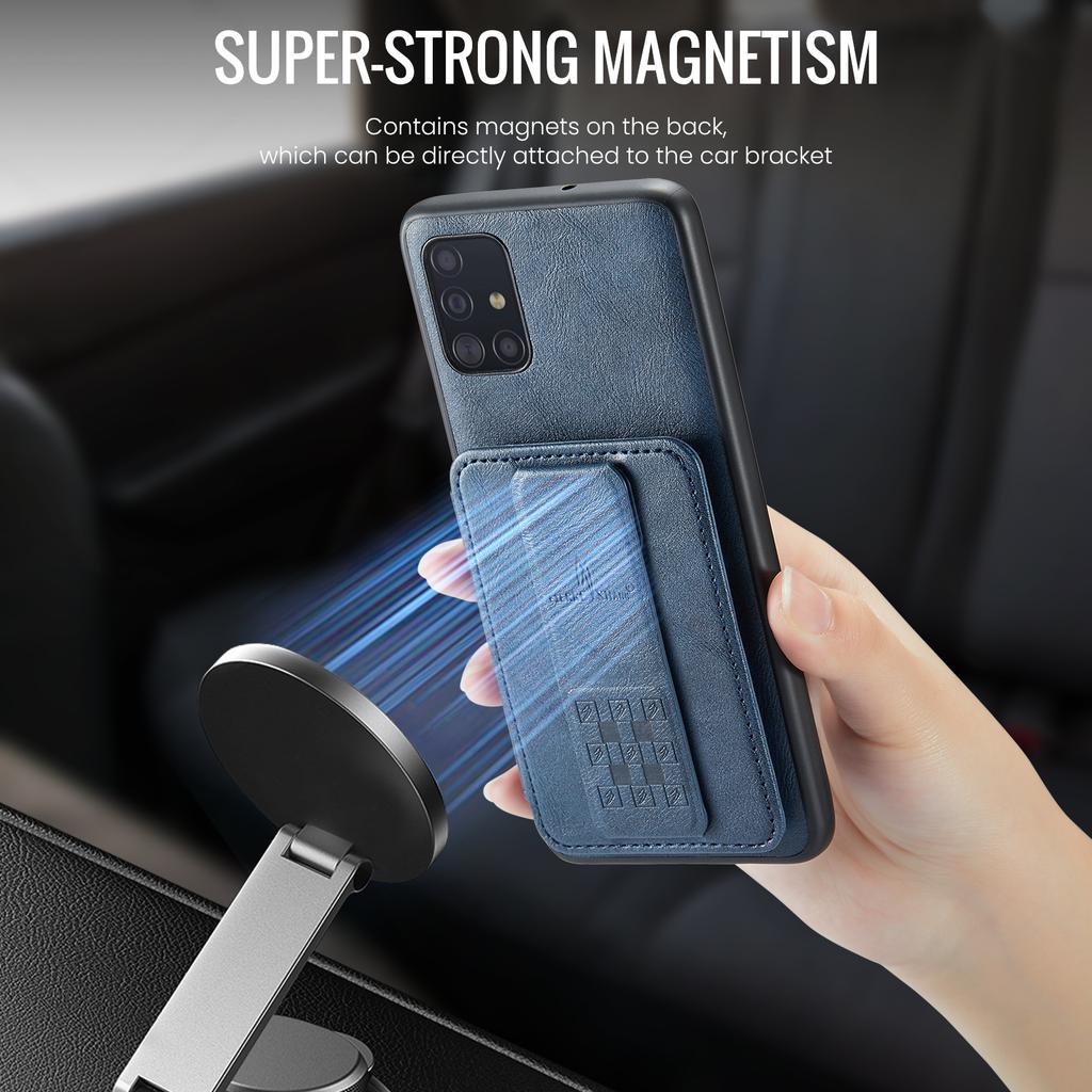 For Samsung Galaxy A51 4G SM-A515 Case Card Holder Leather Coated TPU Phone Cover