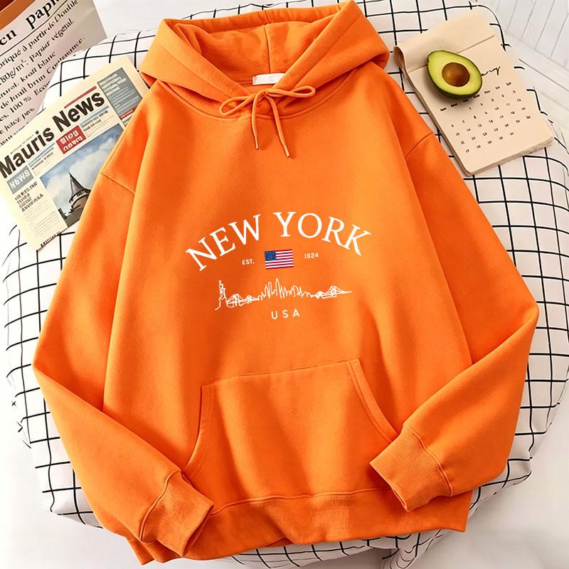Felpe con Cappuccio Stampa Lettere NEW YORK Primavera Autunno Inverno Felpe Casual da Uomo Donna Trendy Estetica Top