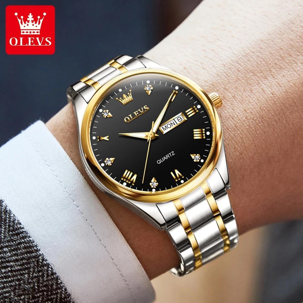 OLEVS 5563 Luxury Quartz Watch for Men Waterproof Sports Luminous Stainless Steel Date Mens Wristwatches Clock Relogio Masculino