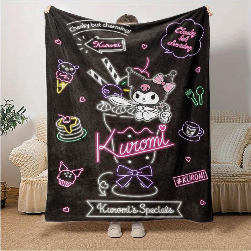1pc Cheeky But Charming Kuromi Design Blanket, Cartoon Throw Blanket for Home Decor, Gift Idea for Family and Friend, Living Room, Travel, Camping, Ca 130x150cm
