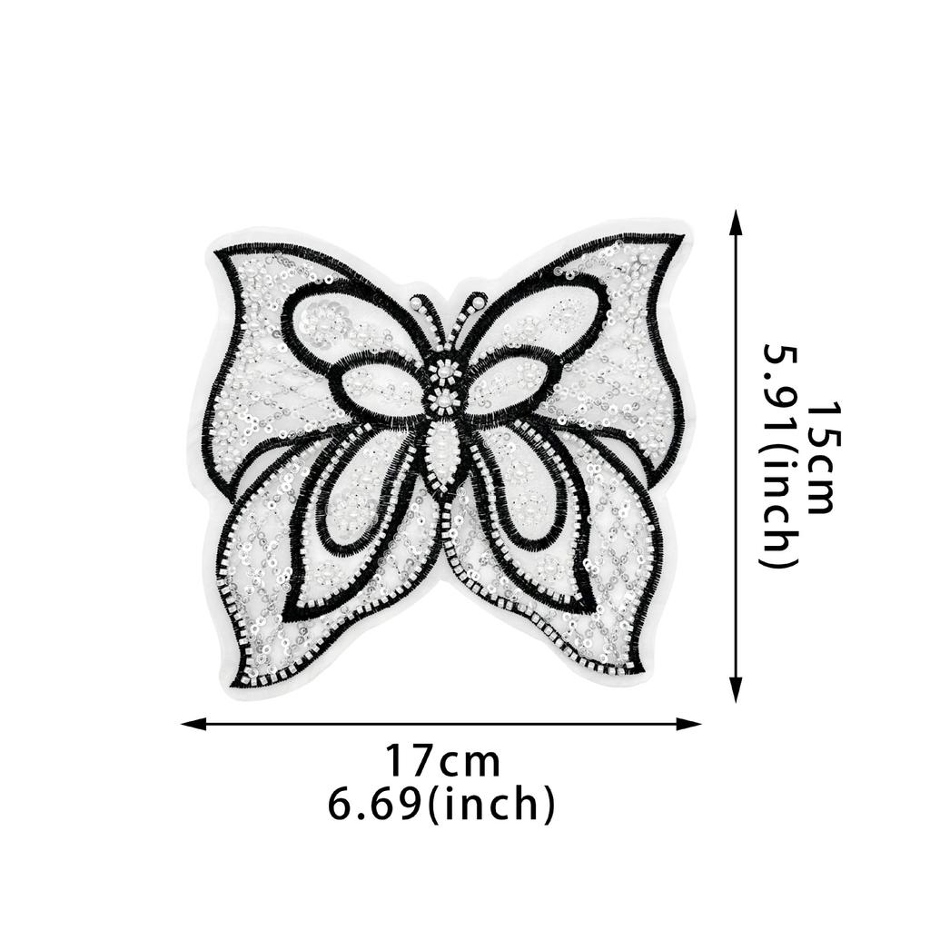 Black And White Organza Beaded Sequined Bow Cloth Sticker Versatile Top Dress Decorative Accessories Clothing Accessories