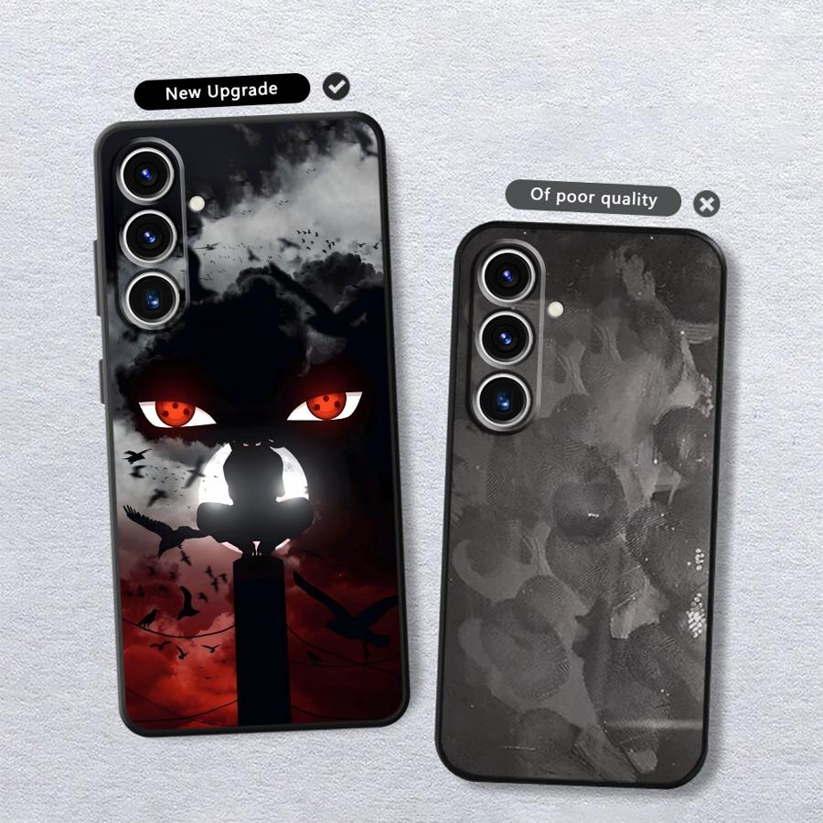 Black Soft Phone Cover Case for Samsung Galaxy A51 A73 A36 A23 A53 A24 A55 A25 A71 A22 A52 A32 A41 A26 A72 A35 Cool Anime Eyes