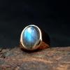 Oval Cab Blue Fire Labradorite Gemstone 925 Sterling Silver Rose Gold Fill Ring Jewelry