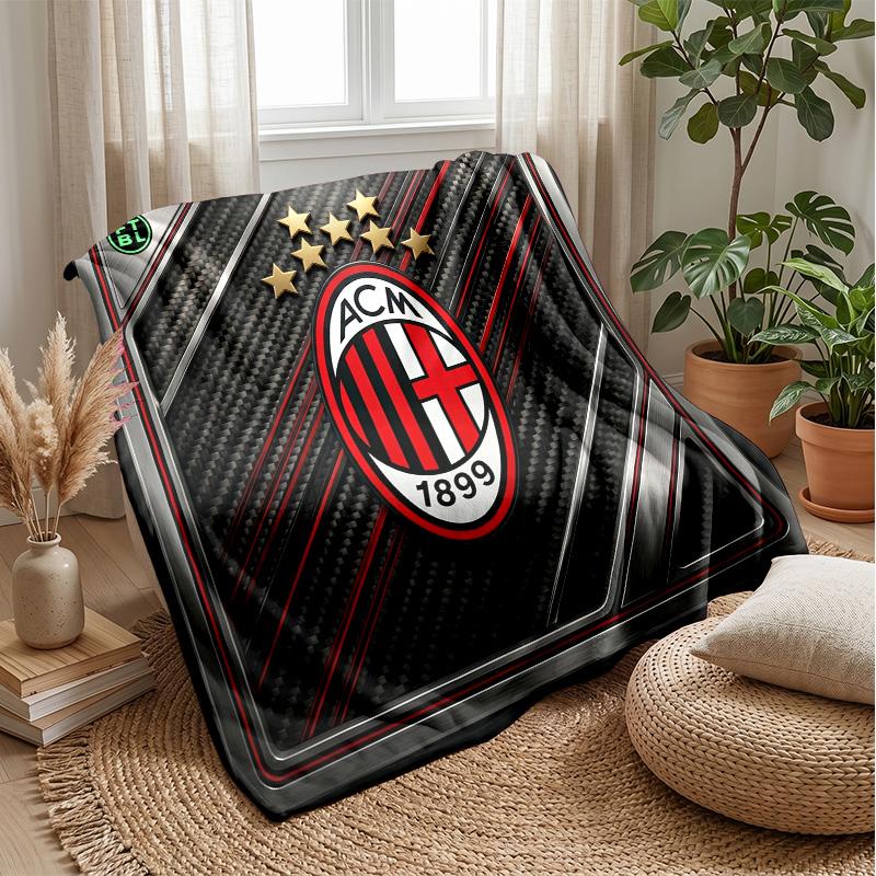 AC Milan Theme Blanket Soft Flannel Blanket Plush Throw Blanket Cozy Sofa Bed Blanket for Home Decor