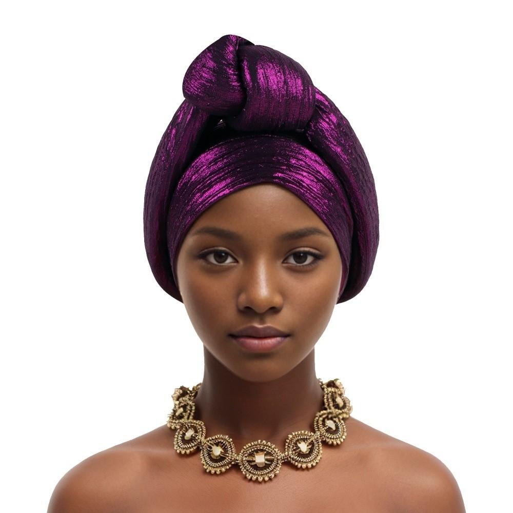 Polyester African Gele Headwrap Front Knot Elegant Headpiece Chic Nigerian Yoruba Turban Party