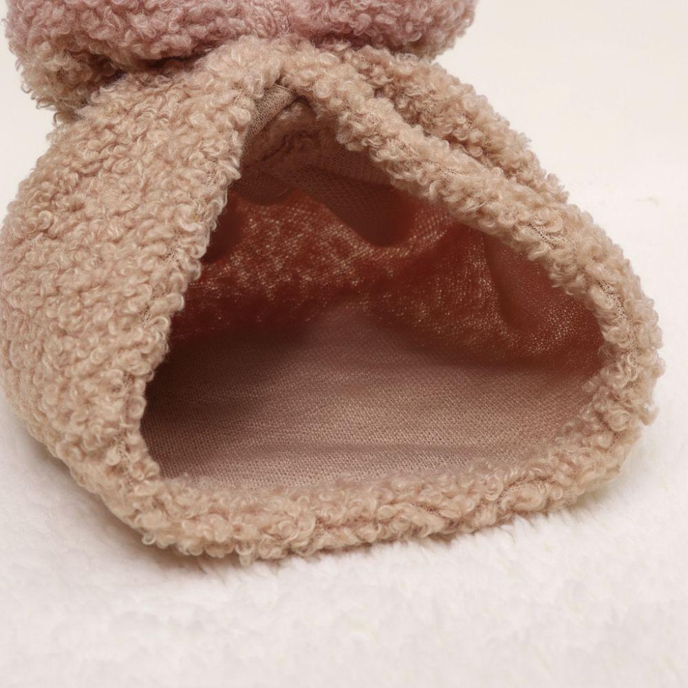 Teddy Fleece Bow Knitted Hat Breathable Newborn Autumn Winter Cap Baby Headscarf Hat Girls Boys