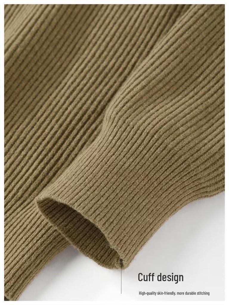 Men's Spring & Autumn Double Zipper Cardigan: Trendy Solid Color Knitwear Sweater