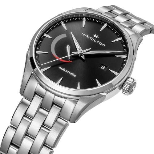 Hamilton Jazzmaster Power Reserve Auto Watch, Black Dial, Stainless Steel, Sapphire Crystal, Automatic, 5 ATM Water Resistance, 42mm, Swiss Made, H326