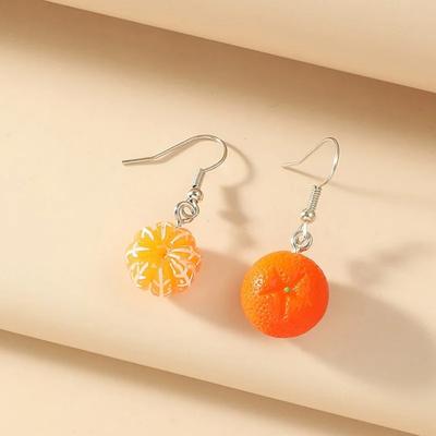 Teenage Earring Orange Fruit Drop Hanging Food Earrings Women for Teen Funny Female Ear Rings Jewelry Gift Stainless Steel