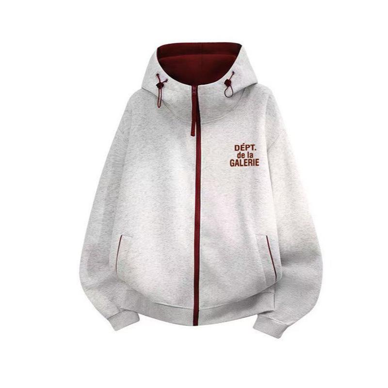 American High Street Gallery Classic French Vintage Color Block Zip-Up Hoodie