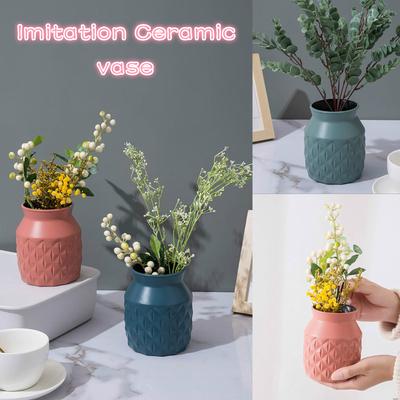 Simple Plastic Vase New Creative Nordic Style Dry and Wet Flower Arrangement Container Imitation Ceramic Succulent Flower Pot
