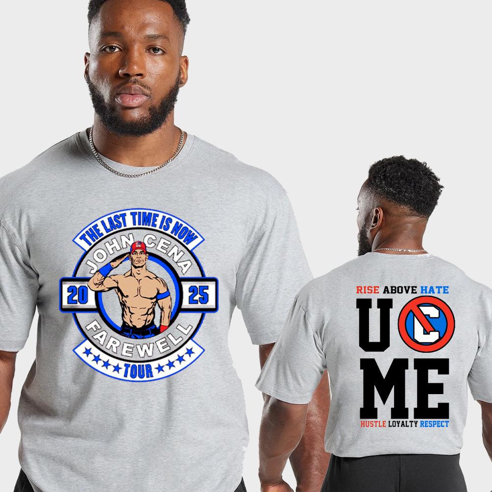 John Cena Wwe Abschiedstournee Druck Herren T-Shirt O-Ausschnitt Baumwolle Kurzarm Mode Übergröße Tees Lässig Locker Sport Street Top
