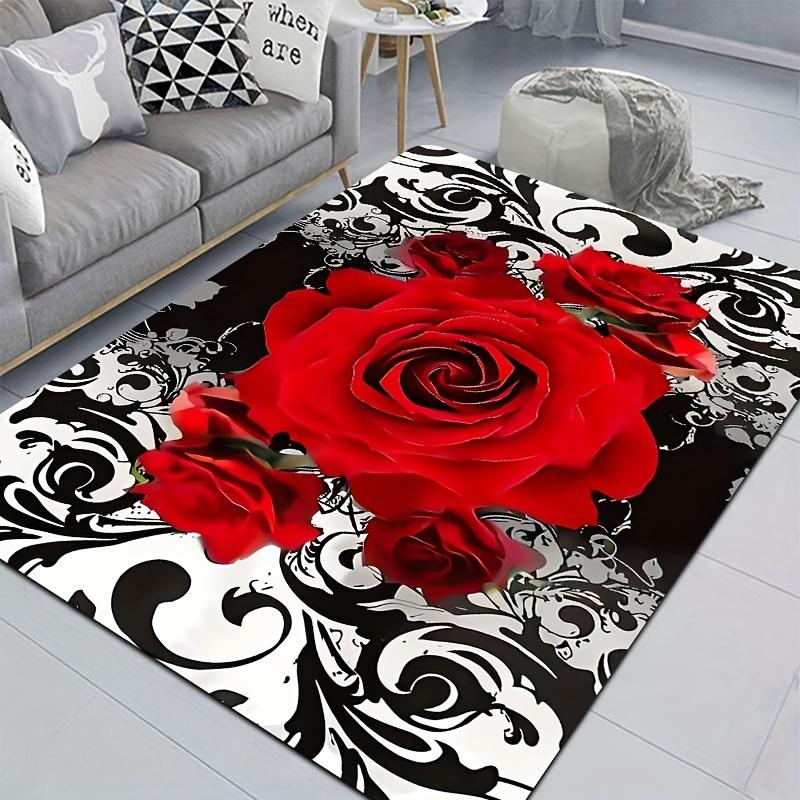 1 piece/8mm thickness JIT rose pattern bathroom rug, kitchen mat, living room rug, bedroom rug, indoor doorway mat, machine washable, entrance door