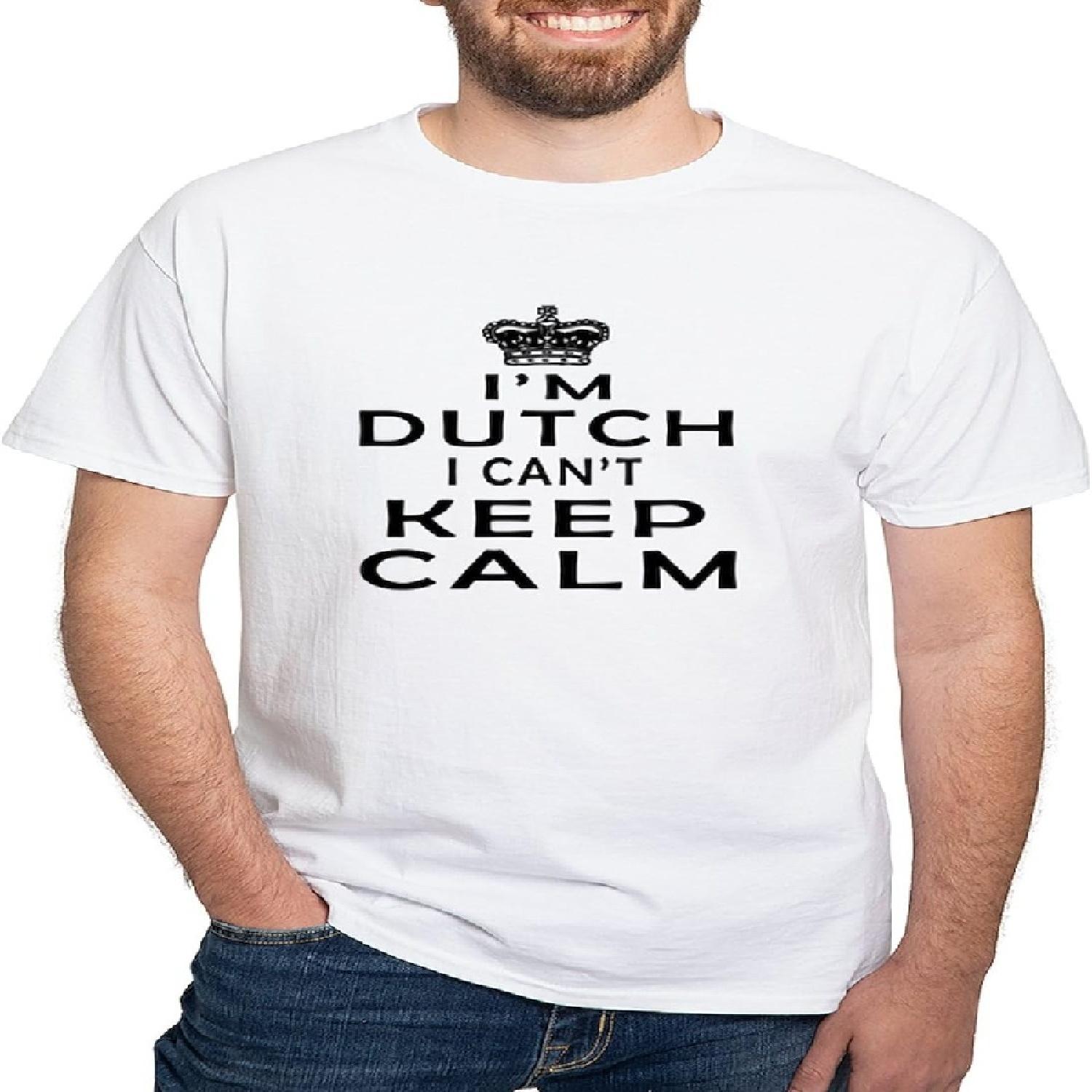 

CafePress I Am Dutch I Can Not Keep Calm White T Shirt Men s 100% Cotton, Classic Graphic White T-Shirt XXXXXL білий