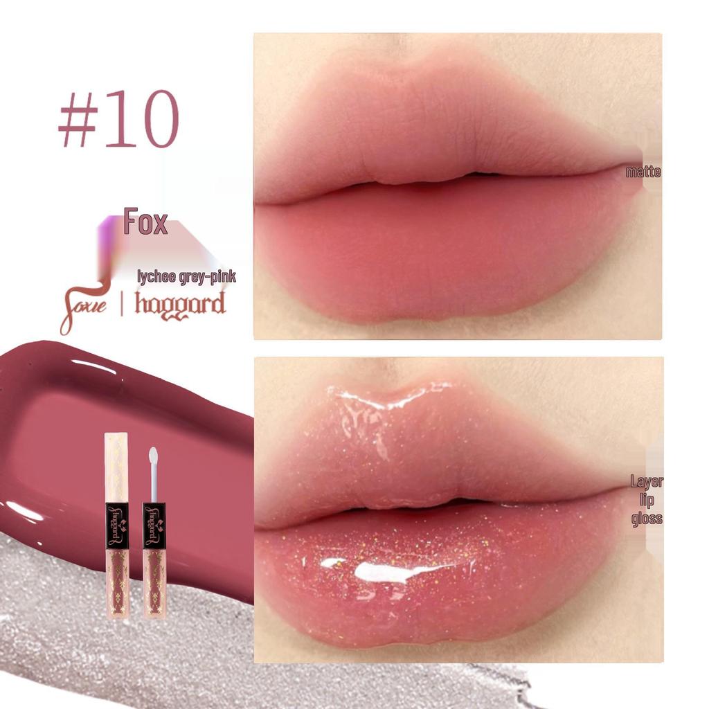 Haggard Black Ash Dual-Ended Lip Glaze & Matte Lipstick Combo - Versatile Nude Lip Gloss & Matte Finish