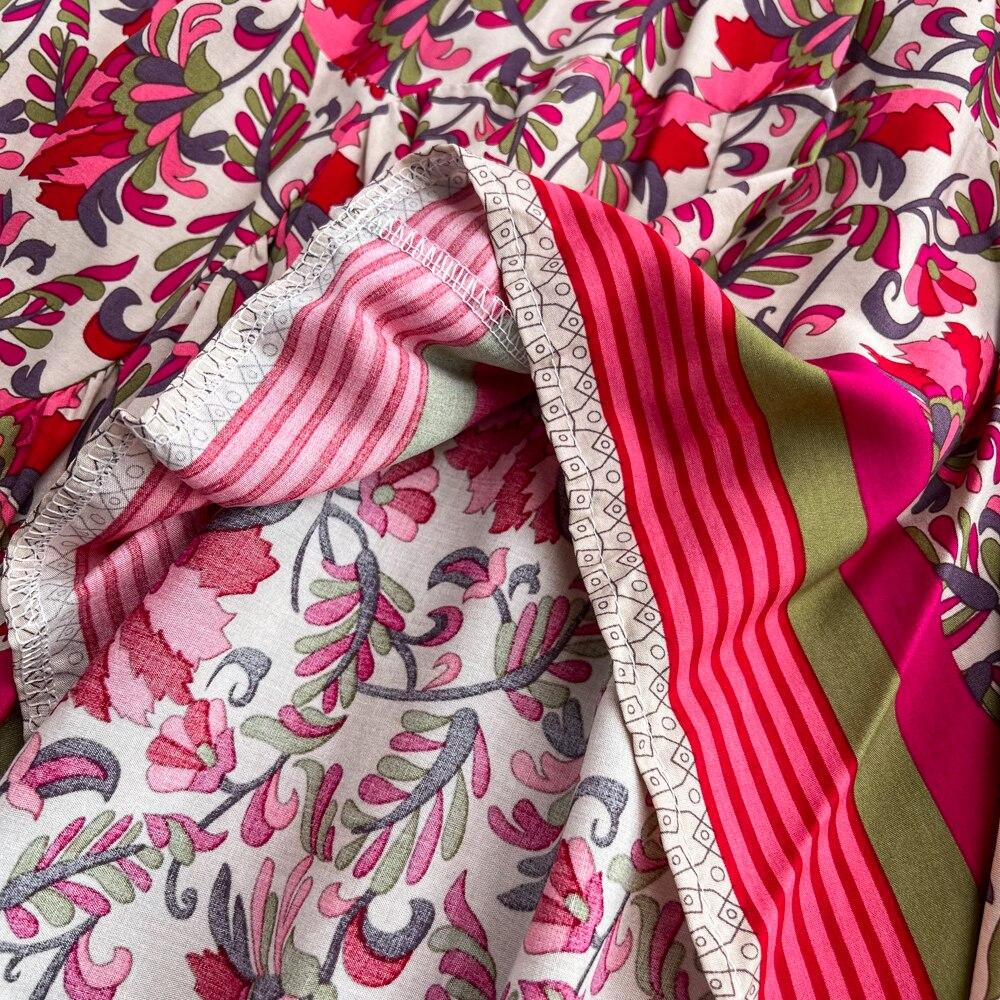 2025 Summer Irregular High Waist Slim Bohemian Seaside Holiday Print Loose Covering A-Line Skirt