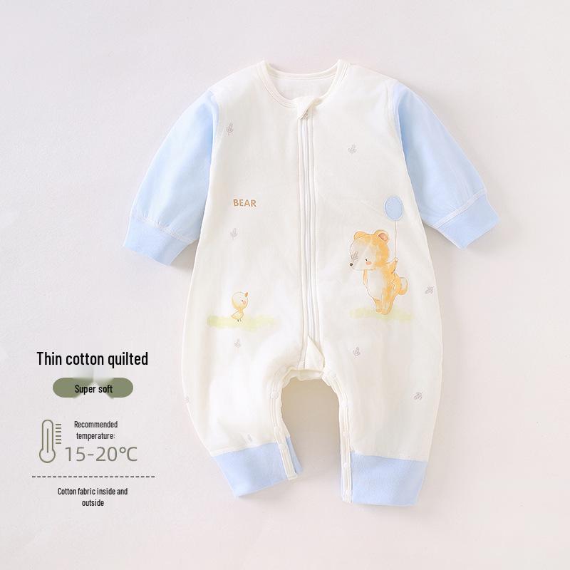 Cozy Cotton-Padded Newborn Sleeping Bag with Zipper - Anti-Kick Romper for Autumn/Winter