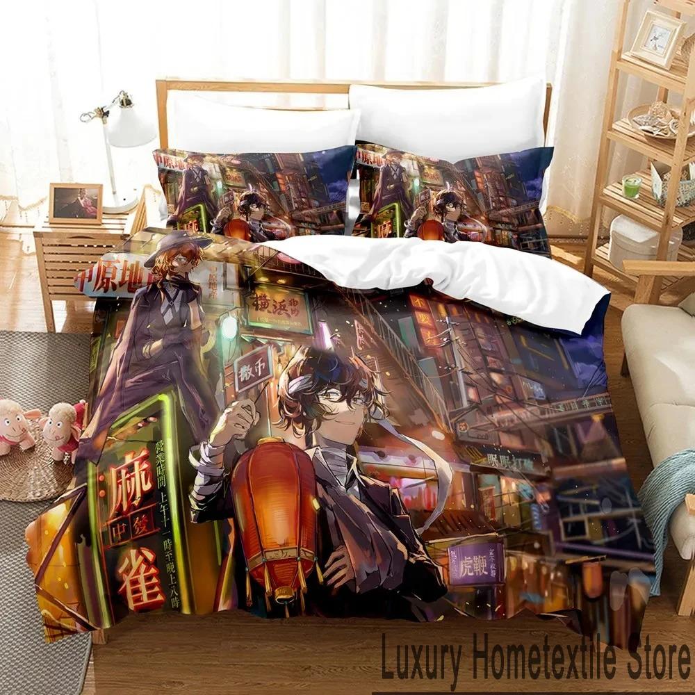 Anime Bungo Stray Dogs Bedding Set Boys Girls Twin Queen King Size Duvet Cover Pillowcase Bed Boys Adult Home Textileextile