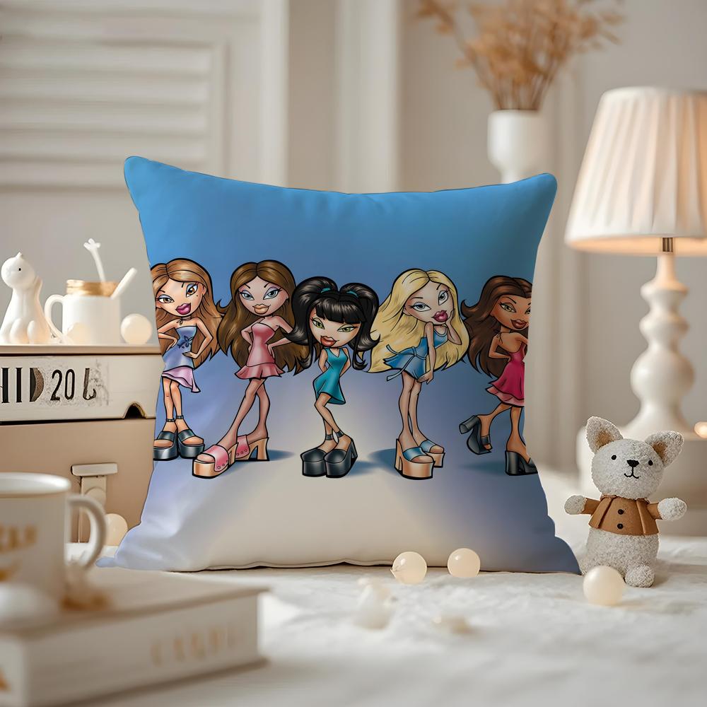BBratzZ Fashion mMask gGirl Cushion Cover Antidustmite Pillowcase Invisible Zipper Silky Short Plush Sofa Cushion Cover