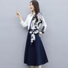 Women's Spring and Fall Temperament and Elegant Suit Long-sleeved Shirt + Ageing Dress Two-piece Suit