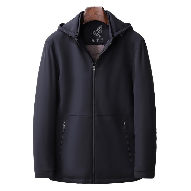 Removable Hat Warm Cotton Jacket for Middle-aged and Elderly People, Men's Winter Fit Top, Casual and Fashionable Jacket