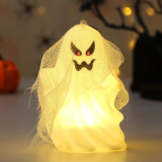 Svítící ozdoba duch Halloween duch světlo závěsná dekorace duch s gázou na krbovou římsu stůl zeď hororově tematické party potřeby