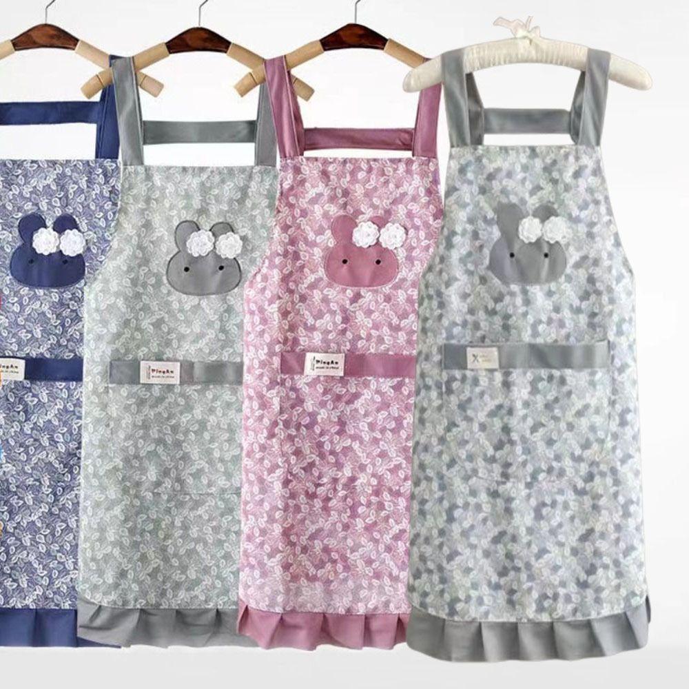 Floral Style Kitchen Cooking Apron Stain-proof Catering Waist Apron Household Work Apron Adult