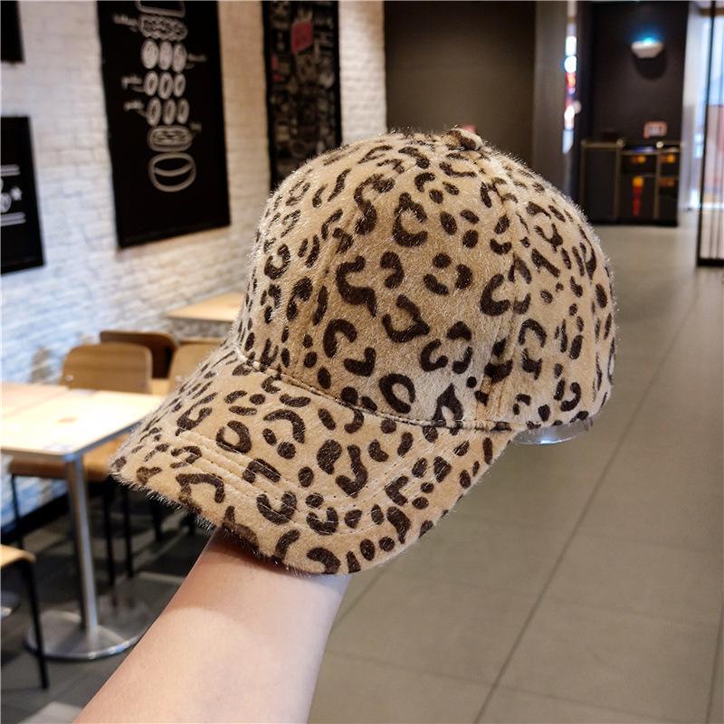 

Imitation mink leopard print cap children s autumn and winter thickened fashion versatile warm trend baseball cap Adult average size хакі