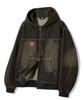 Trillion Vintage Washed Denim Work Zip-Up Hoodie_Yellow Black