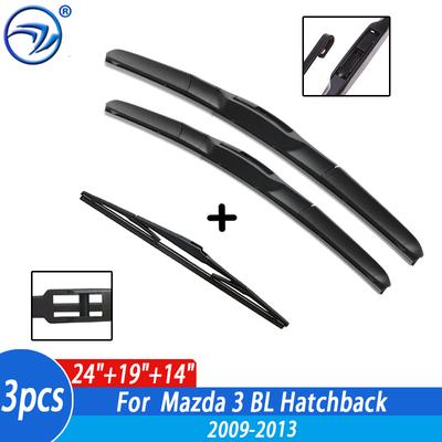 Wiper Front & Rear Wiper Blades Set Kit For Mazda 3 BL Hatchback 2009 2010 2011 2012 2013 Windshield Windscreen Window 24"+19"+1