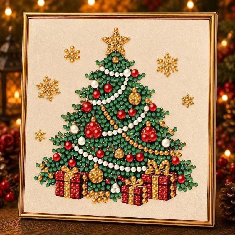 Christmas Pearl Painting Diy Kit Santa Claus Beginner Friendly Stress Relieving Home Wall Hanging Decor Gift Easy To Use