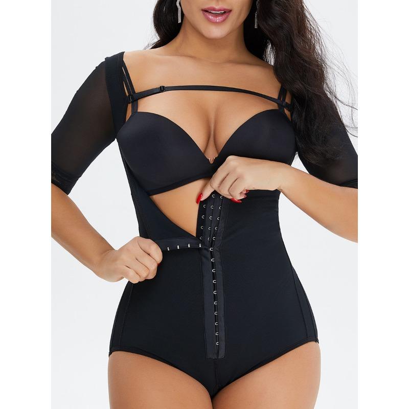 

Open Bust Half Sleeve Front Closure Full Body Shaper S чёрный