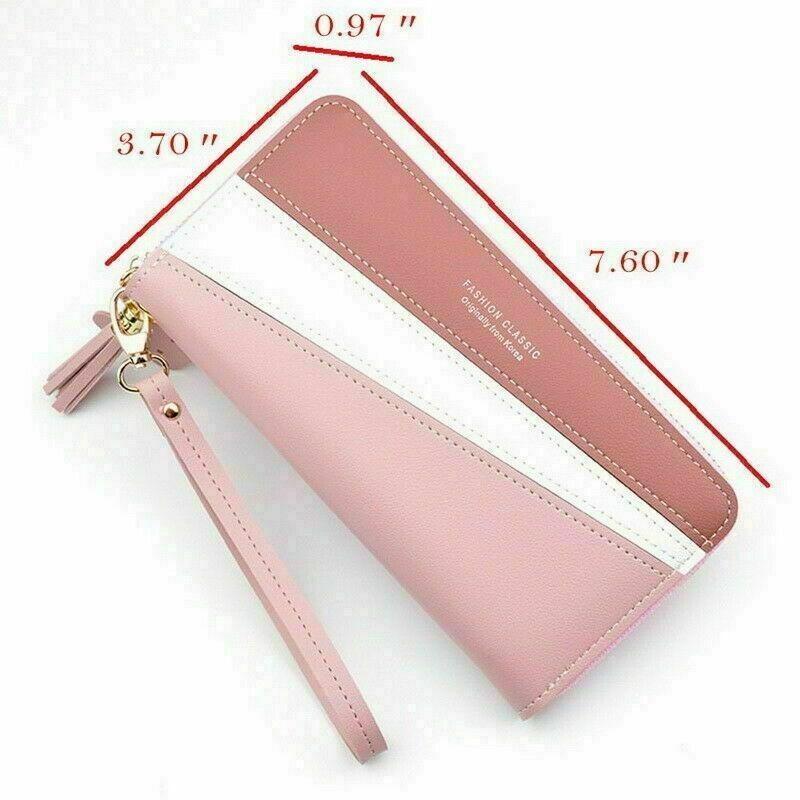 Women Ladies Leather Wallet Long 2 Zip Purse Card Phone Holder Clutch Handbag