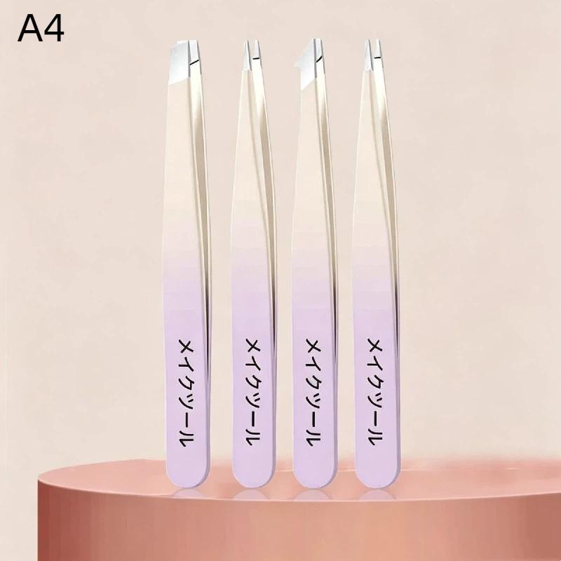 4Pcs Eyebrow Hair Removal Tweezers Set Rust-proof Stainless Steel Splinter Tool Ideal Gift for Women Beauty Lovers