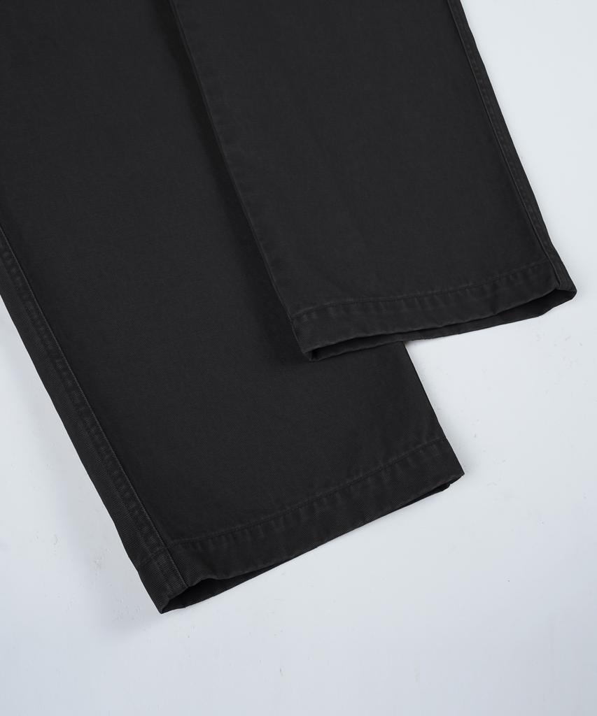 BIRBANTE Garment-Washed Twill Double-Pleat Chino Pants - Black Navy