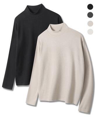 POLYGRAM Soft Touch Mock Neck Long Sleeve - 4 Colors