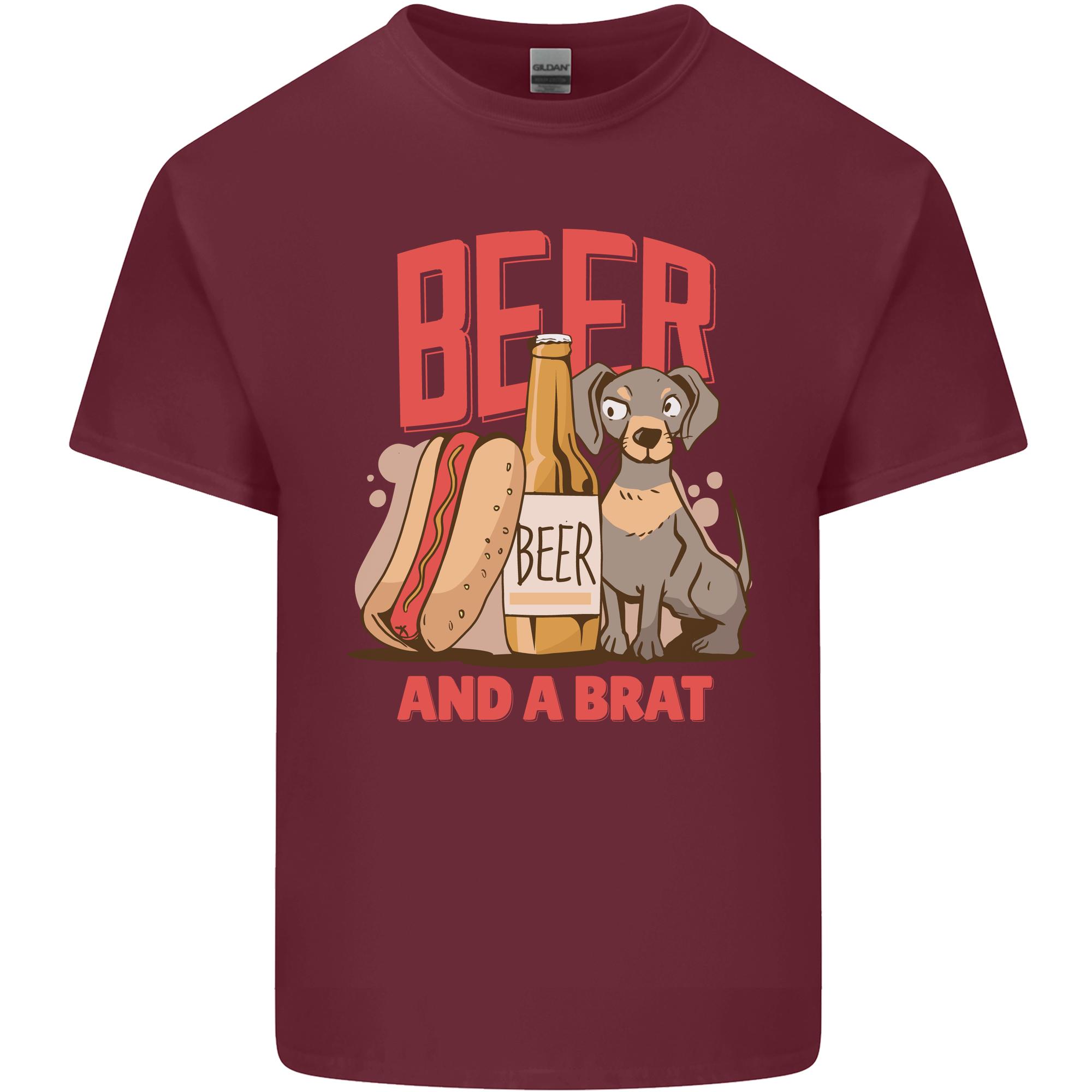Beer and a Brat Funny Dog Alcohol Hotdog Unisexs Light Cotton TShirt S