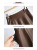 Women's High Waist Lambskin A-Line Midi Skirt - Autumn/Winter 2025 Trendy Leather Umbrella Skirt