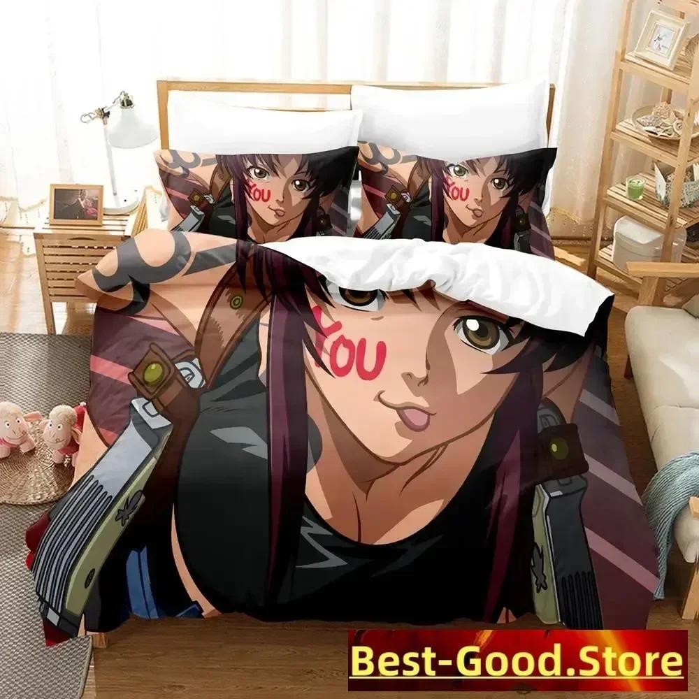 New Black Lagoon Bedding Set Duvet Cover Sheet Printed Bed Set Pillowcase Bed Full Queen King Size Comforter Bedroom
