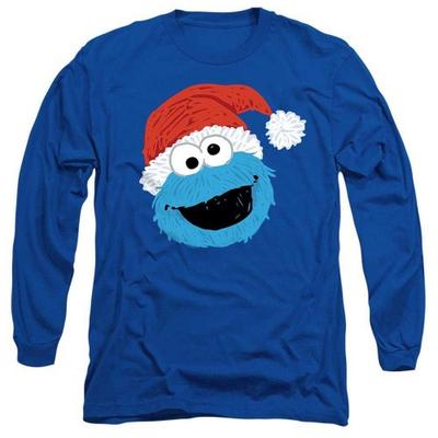 Sesame Street Unisex Adult Cookie Monster Scribble Long-Sleeved Christmas T-Shirt
